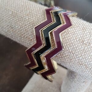 Set of 3 - two burgundy one black bangle bracelets stackable